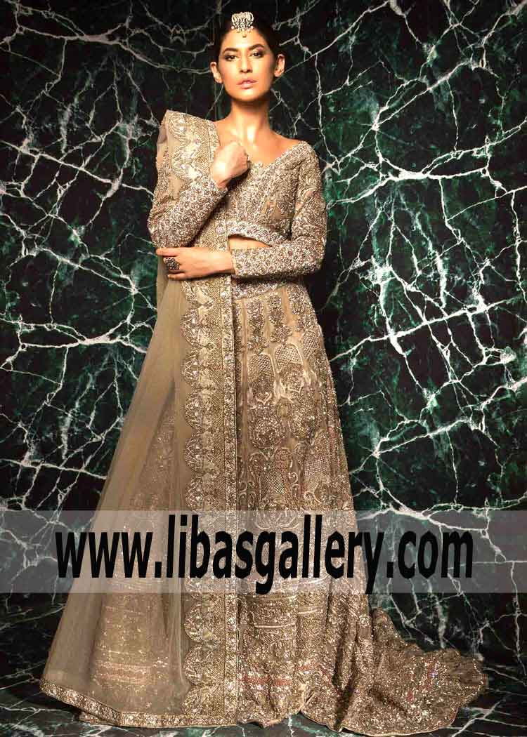 KOHINOOR is the affordable range of bridal dress collection by MAHGUL. The Collection carries MAHGUL alluring and flattering feminine design while maintaining is affordability price range between $1,599-$2,000. The Largest collection of wedding dress and bridal Lehengas Shalwar Kameez Designer Anarkali Suits Wedding Gharara Sharara Anarkali Lawn Suits Gown dresses are very suitable for all types of weddings and are also a wonderful option for a wedding reception dress.