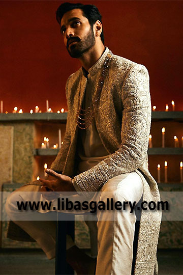 libas gallery is a major Pakistani Indian manufacturer of The men`s Bespoke Menswear Sherwani suits and formalwear Waistcoat Kurta Shalwar Kameez specialist. incorporating current fashion trends and seasonal styles in all of our most recent collections. While you`re living summer, we`re dreaming of fall. Find your Wedding Suit!