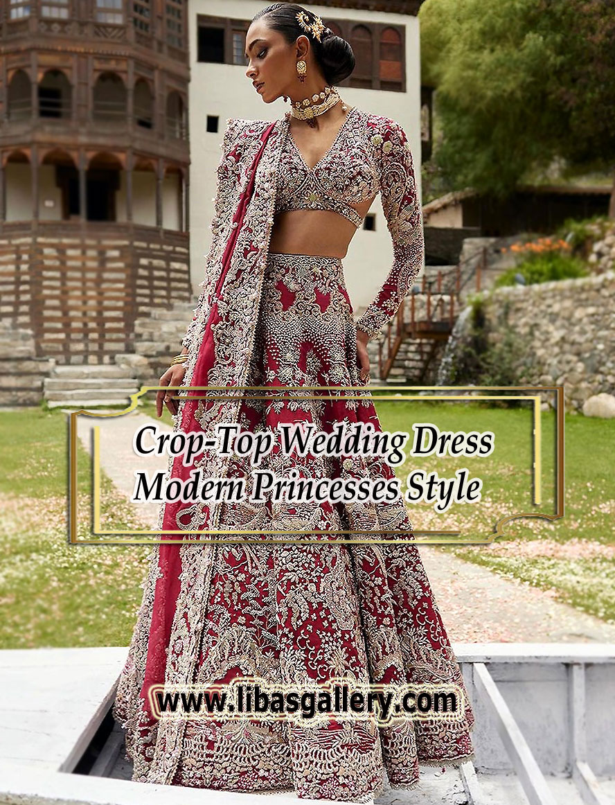 Crop Top Wedding Dress Modern Princesses Lehenga Style for Beloved brides Suffuse by Sana Yasir