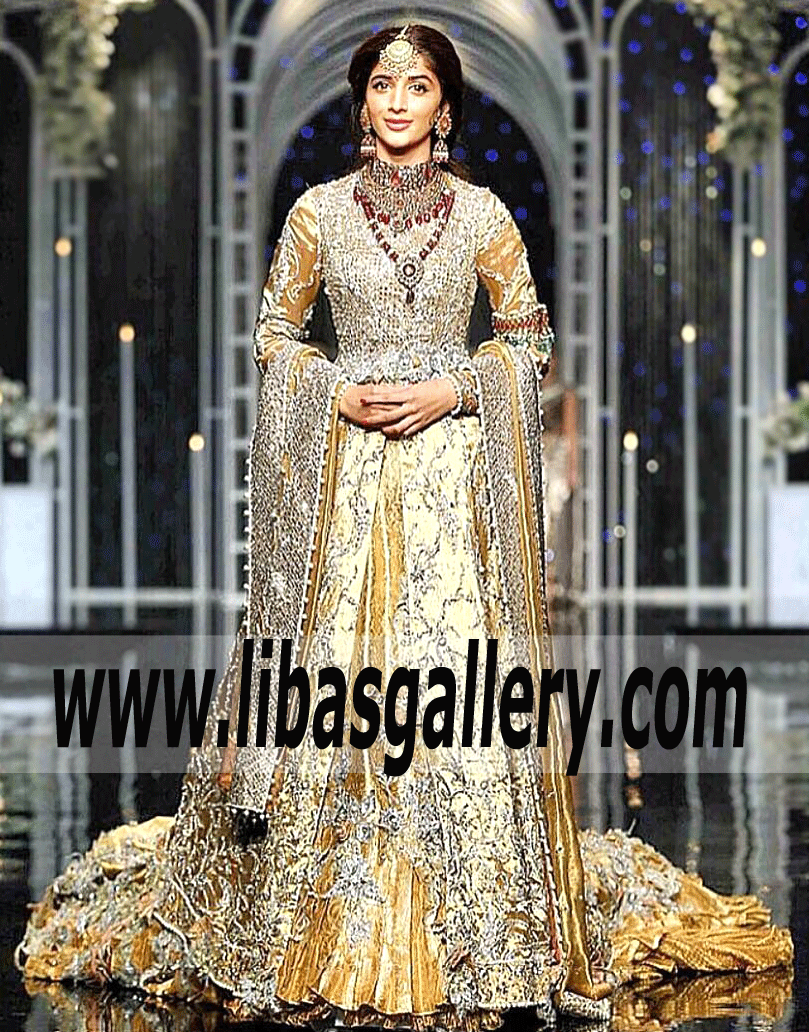 Stunning Gold Pakistani Bridal Dresses that will Make You Shine