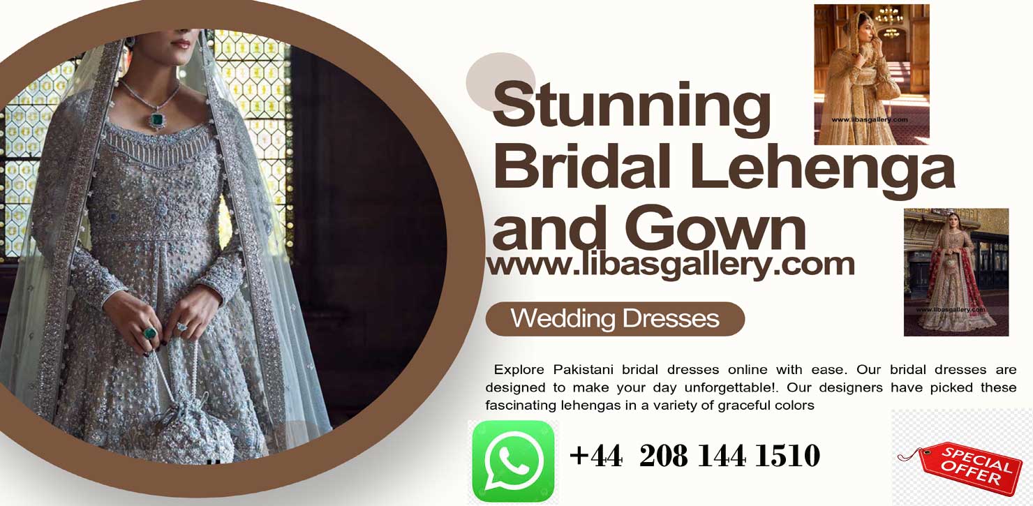 Explore latest Pakistani Bridal Dresses in Peshwas and Lehenga Choli Styles with fancy hand embellishment with Dupatta 