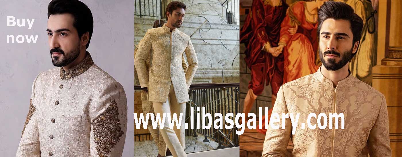 Buy Latest groom wedding sherwani 2022 Online shopping Latest groom dulha Sherwani collection from pakistan india for uk usa canada australia dubai