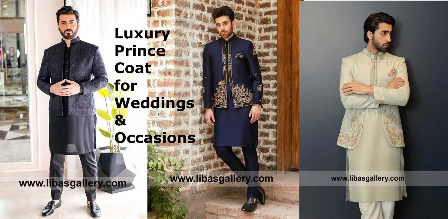Premium Prince jackets in raw silk embroidered and hand embellished with inner  and choices of Colors