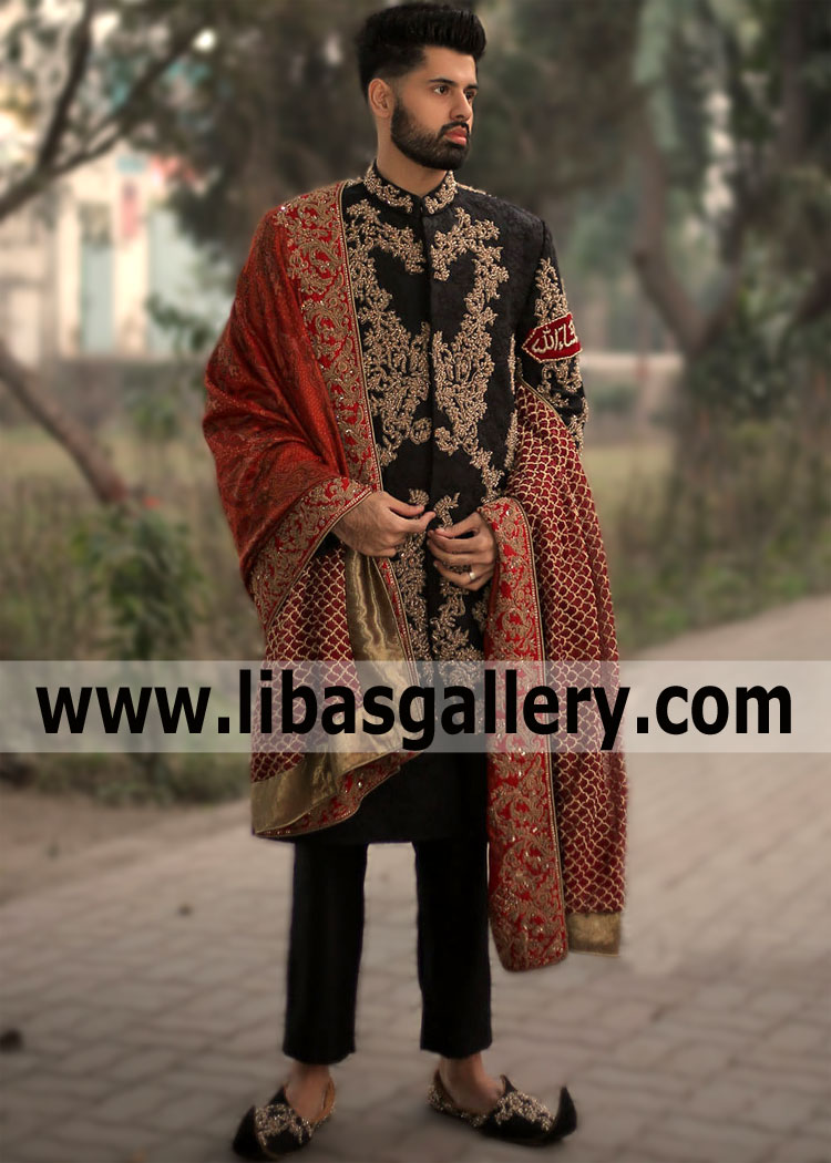 We continue our acquaintance with new exclusive HSY Groom Sherwani Suits Forest Hills New York NY US Black Wedding Sherwani Suits. Exquisite fairy-tale Wedding Sherwani Suits for the New Years Eid celebration and Summer wedding.