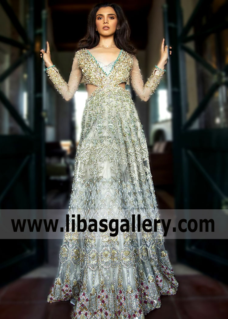 First look at Latest Saira Shakira Walima Maxi Dresses Heights Garden City Michigan Designer Maxi for Walima Pakistan. It is time to forget about standard wedding dresses.Just look at how unobtrusive details can turn your look into an incredibly modern bl