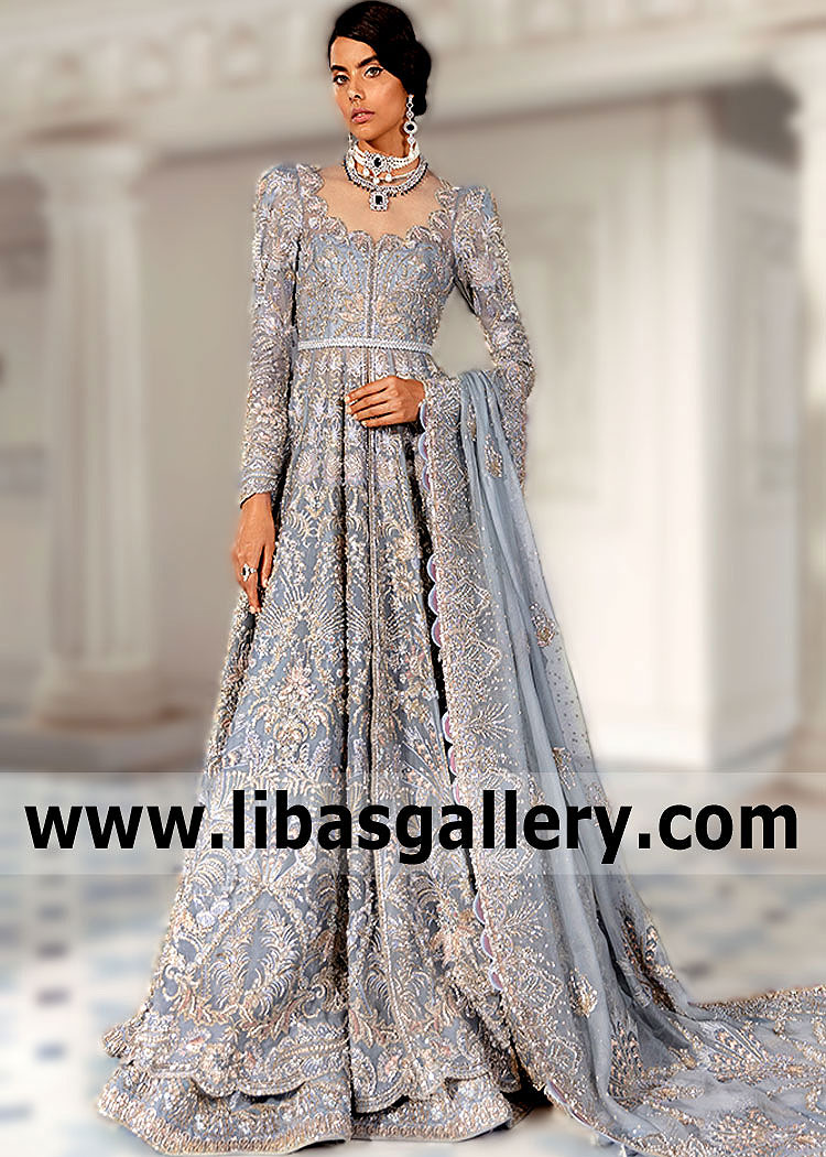 A stunning collection of Walima Maxi Dresses Marvelous Suffuse by Sana Yasir Designer Maxi for Reception and Walima Pakistan wedding dresses 2021 awaits you in the libasgallery. Ideal for brides who prefer Maxi Dresses with lehenga.