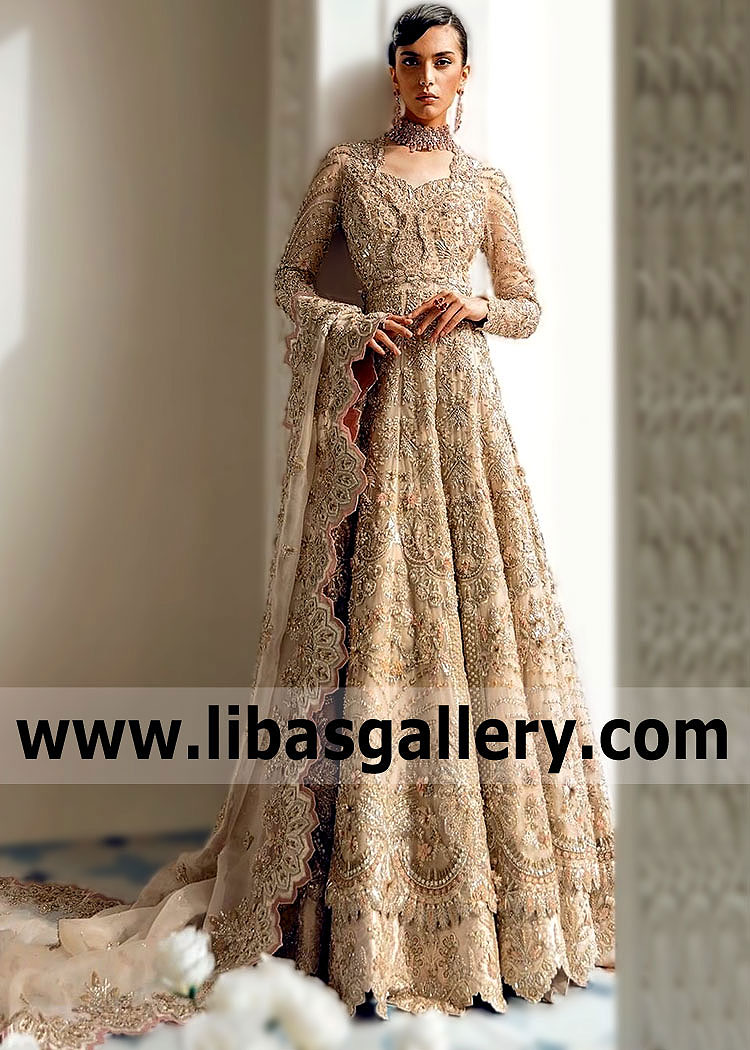 On boring days of quarantine, we want to cheer you up with our bright Beautiful Bridal Dress for Nikah and Engagement Suffuse by Sana Yasir Puffy Gown Bridal Dresses. For the entire quarantine period, we provide a discount on online ordering of a dress in