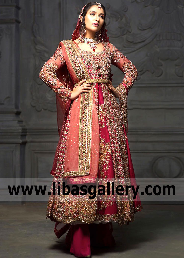 Alishba and Nabeel Latest Wedding Anarkali is a true head-turner. A beautiful Pakistani Anarkali Lehenga dress with just the right amount of oomph, she is the perfect number for making a strong style statement on your barat Rukhsati day.