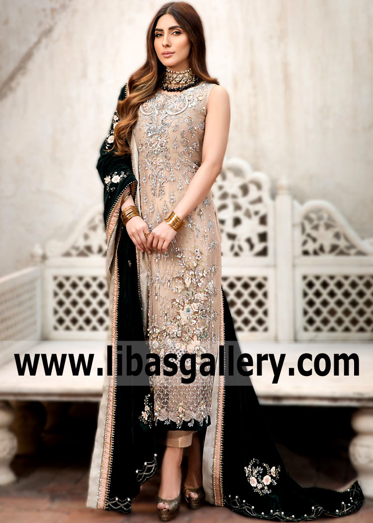 Inspiring dress for glamours events. Glam your look with Alishba and Nabeel Pakistani Shalwar Kameez Portsmouth Virginia VA US Evening Trouser Suits Formal Special Occasions. Flawless and unique design.