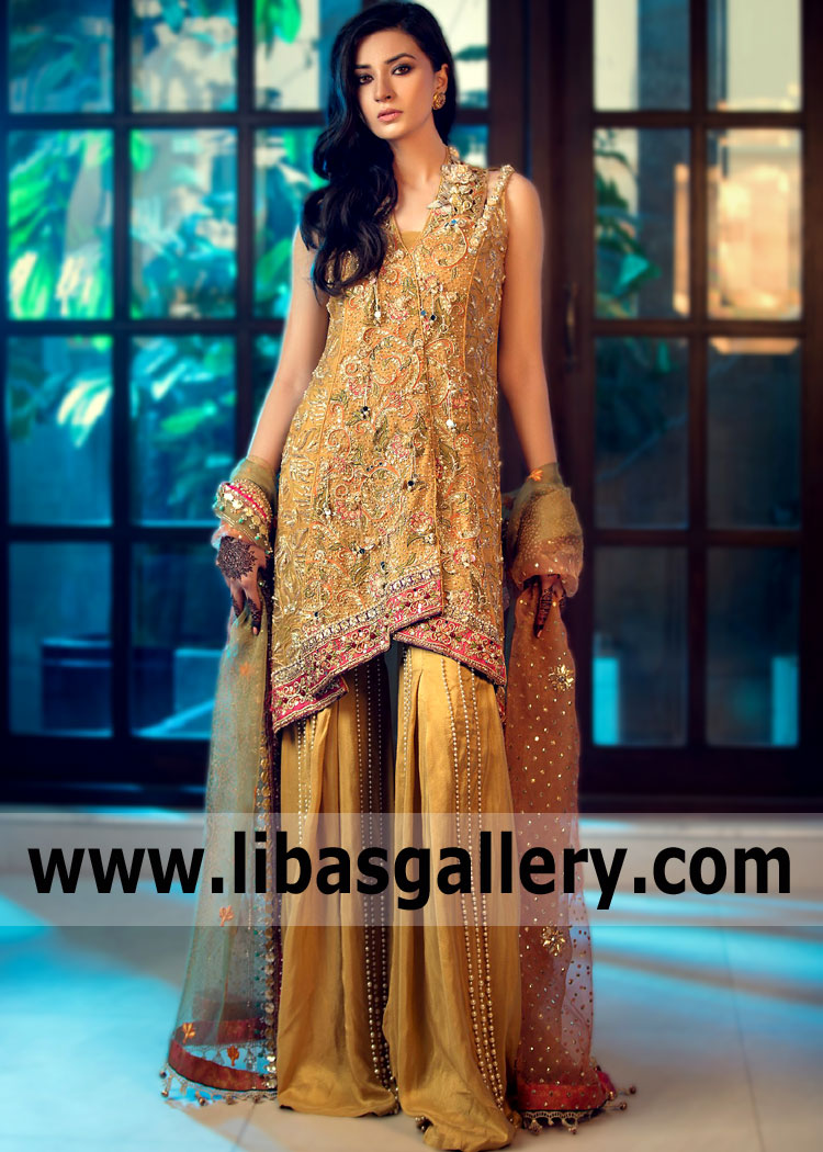 Looking fabulous with true colors Angrakha Frocks Jersey City New Jersey USA Angrakha Frocks for Many Events Angrakha Shirt with Trouser. Natural definition of being stylish. We are really looking forward to the new collection from Alishba and Nabeel that