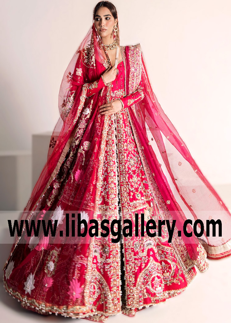 Best Pakistani Bridal Dresses Virginia Maryland USA Ali Xeeshan Kafla Bridal Collection Bridal Anarkali Collection