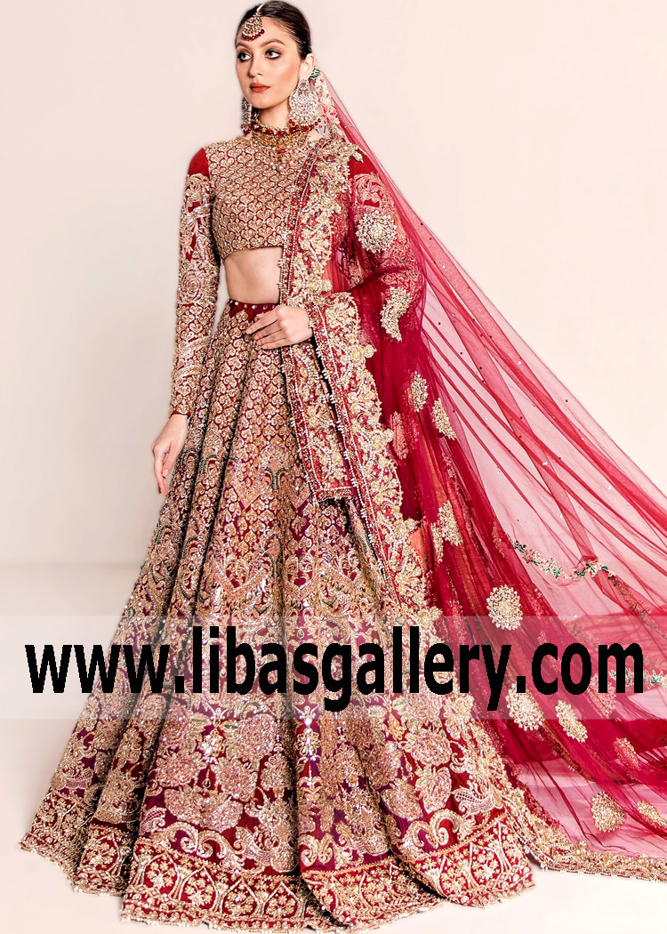 Luxurious Bridal Lehenga London Cambridge UK Pakistani Designer Ali Xeeshan Wedding Lehenga