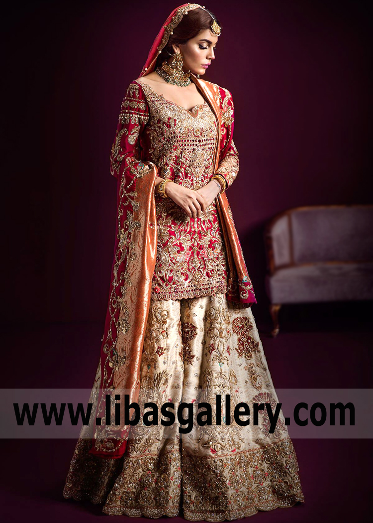 Latest Ammara Khan Bridal Sharara Suits Berkeley California CA USA Pakistani Wedding Sharara Suit