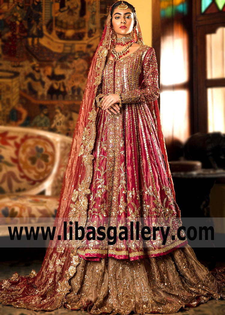 Exclusive Ammara Khan Bridal Lehenga Coral Spring Florida USA Indian Pakistani Bridal Lehenga Designs