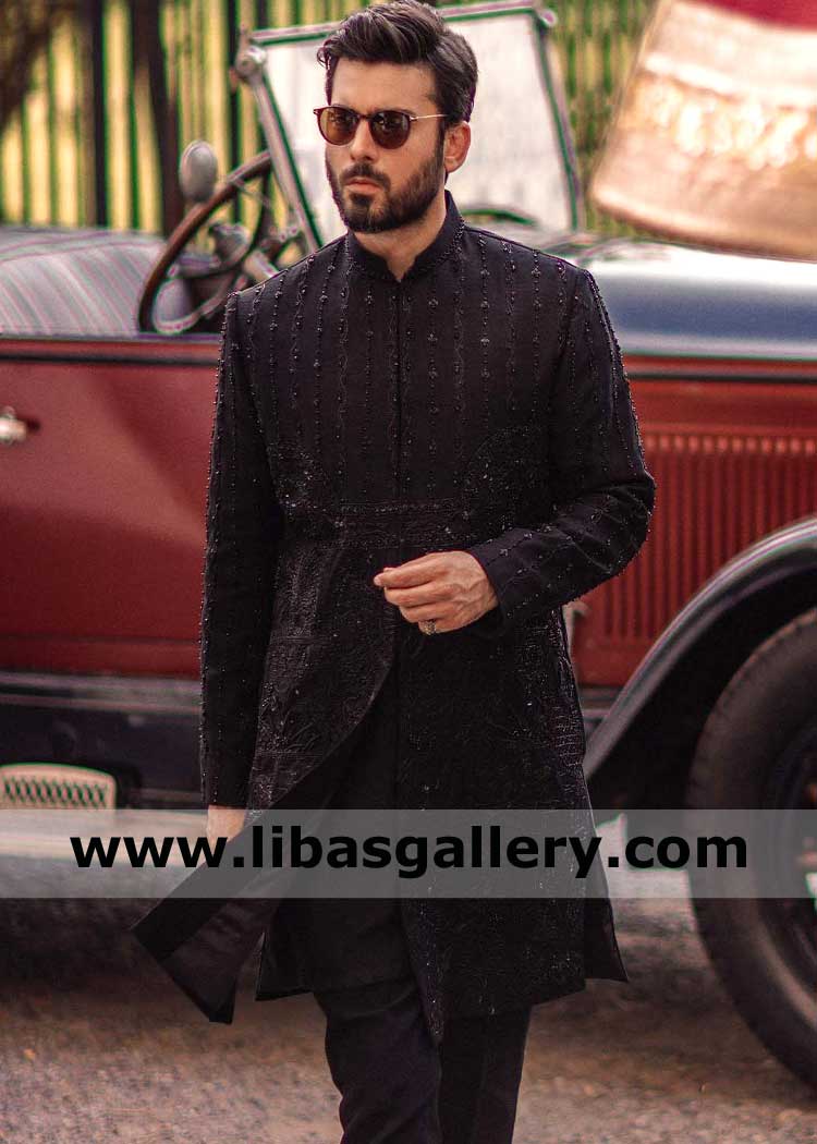 Black Wedding Groom Sherwani Style