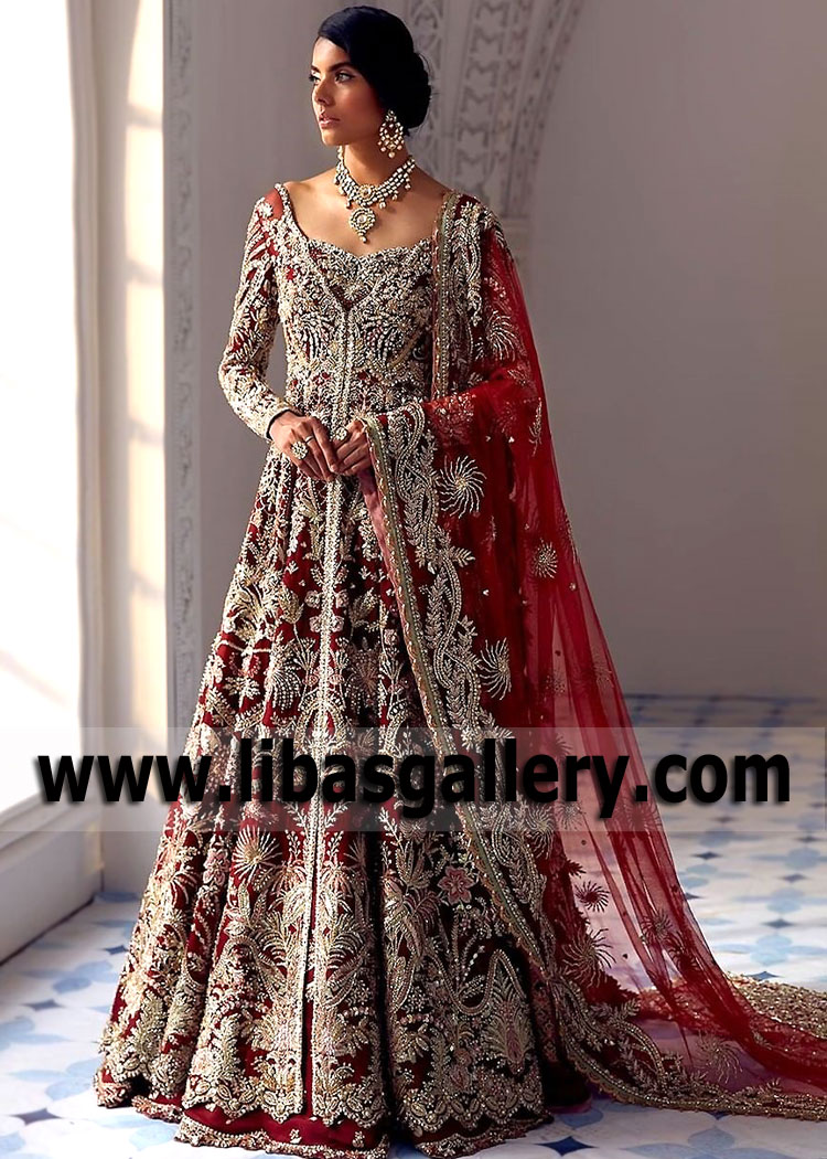 Maroon Treysi Wedding Maxi Lehenga