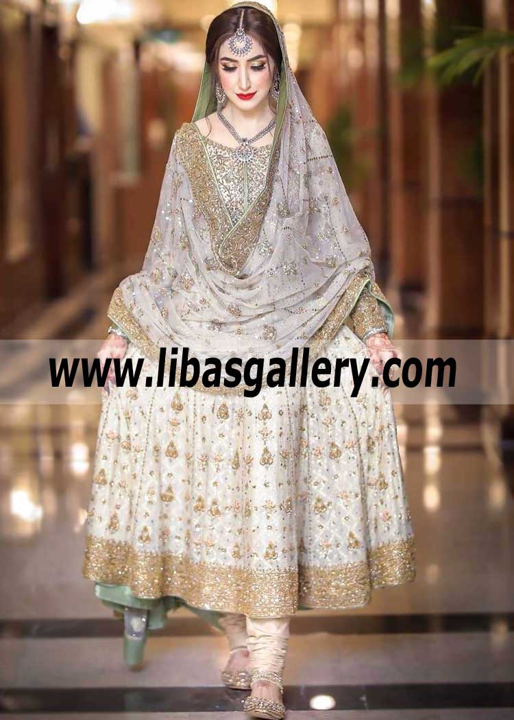 Bridal Wear Offwhite Daisy Anarkali