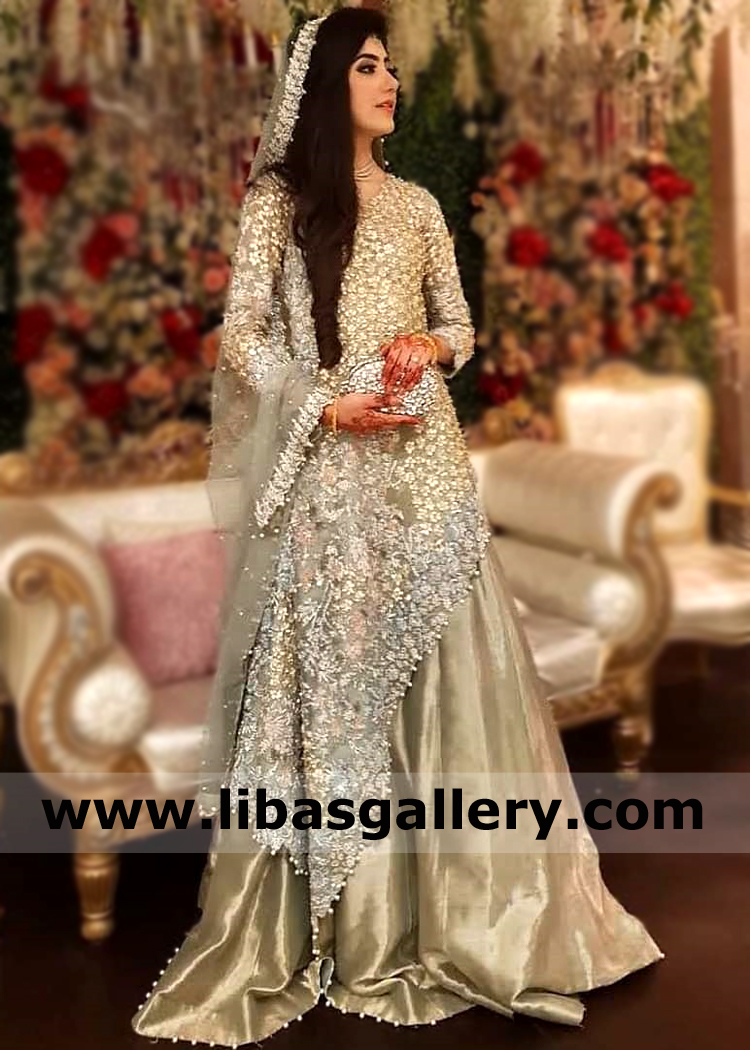 Ash Grey Amaryllis Asymmetrical Wedding Dress