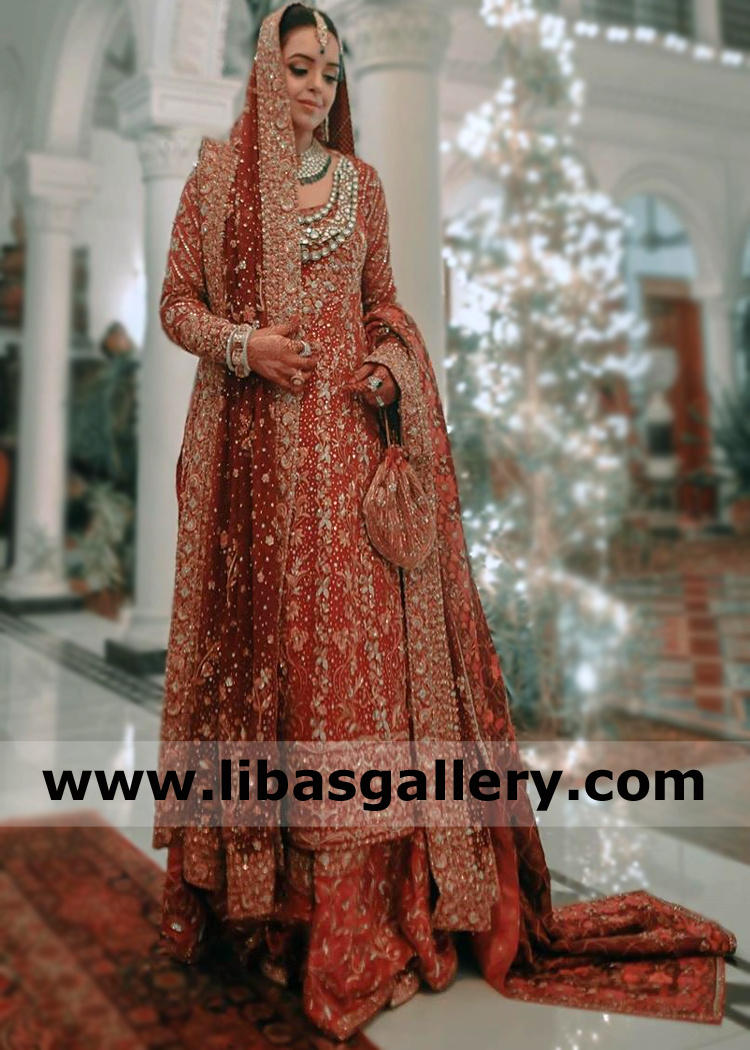Venetian Red Aster Bridal Lengha