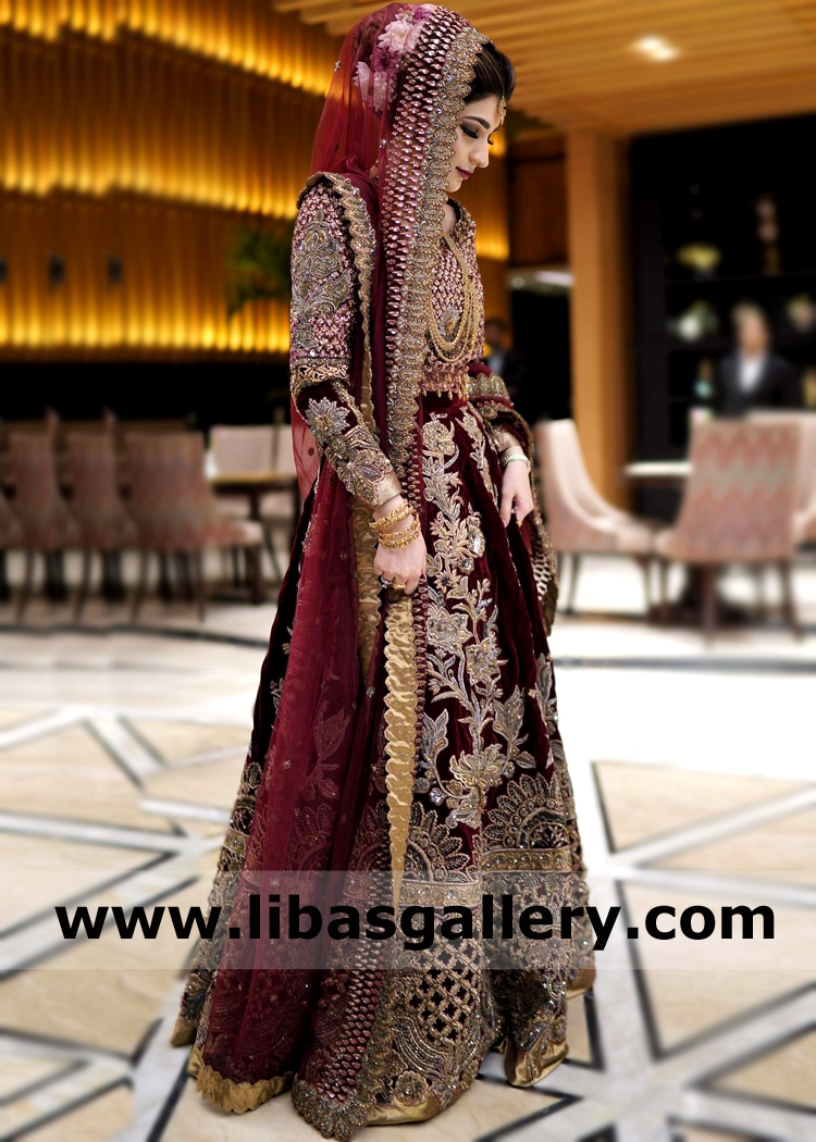 Bridal Wear Maroon Cyclamen