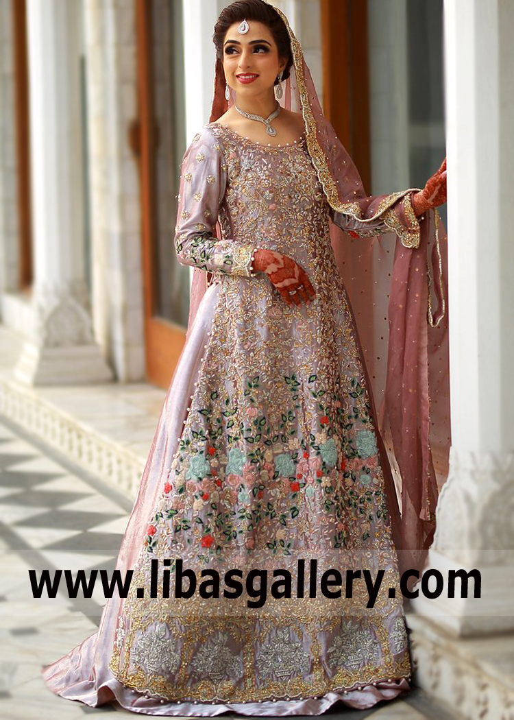 Mauve Boulogne Wedding Gown