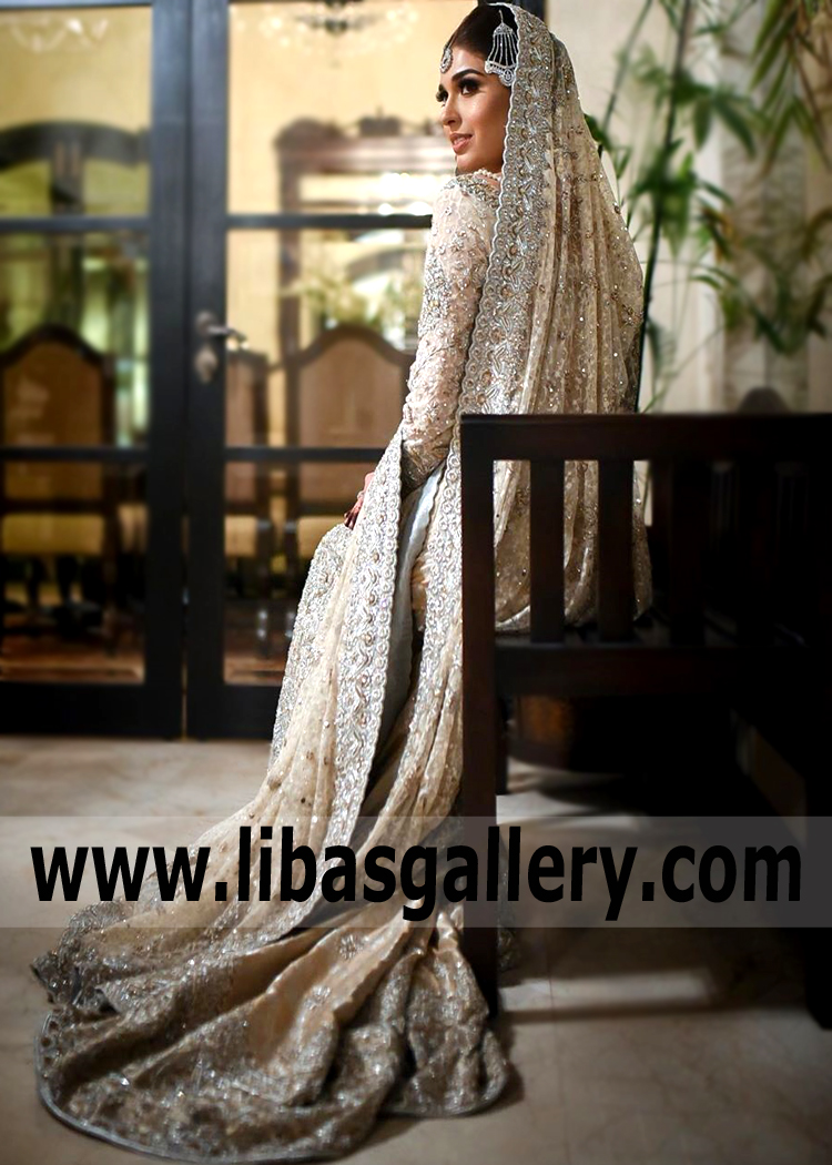 Traditional Heavy EMbellished Bridal Dress with Long Train