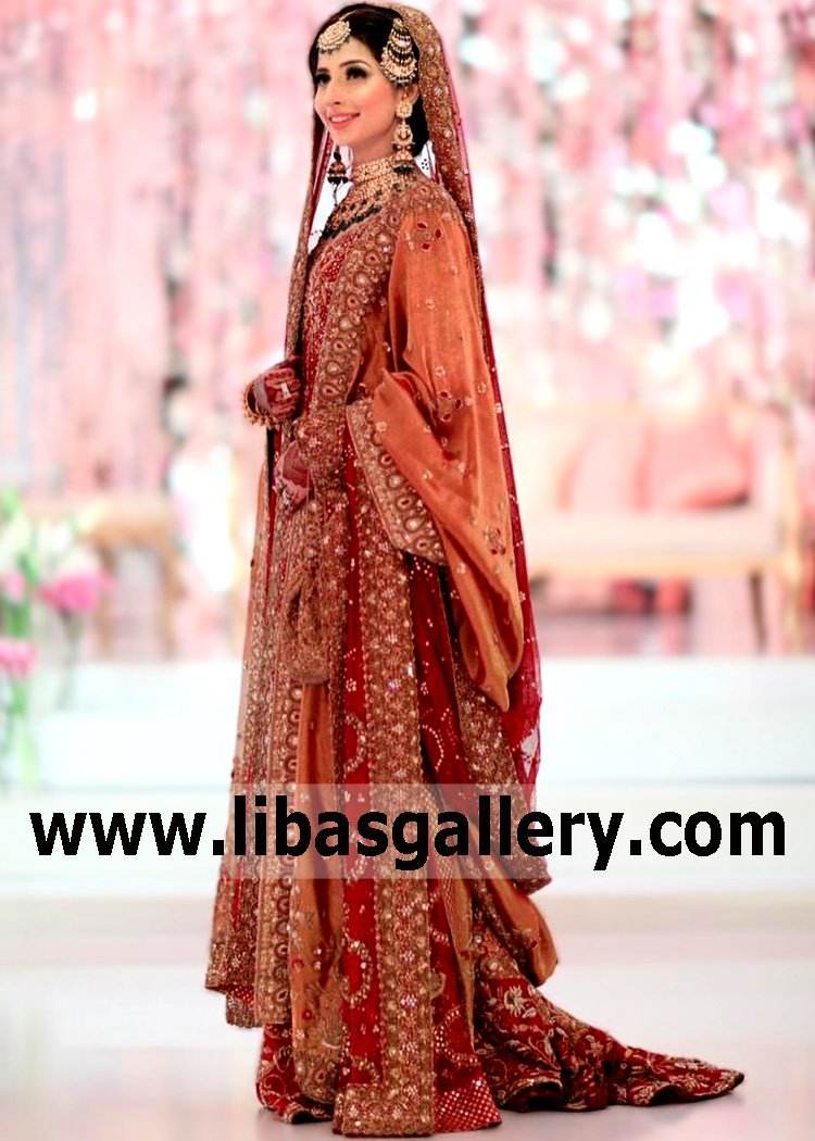 Latest Pakistani Gharara Dresses for Wedding Michigan USA Trendiest Bunto Kazmi Bridal Gharara