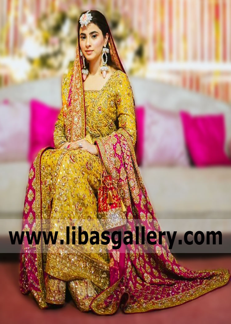 Sunny Yellow Ravel Bridal Lehenga