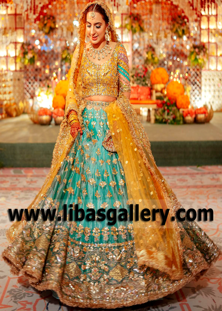 Pakistani Bridal Lehenga Mehendi Outfits Boxboro Massachusetts US Latest Bridal Lehenga Designs