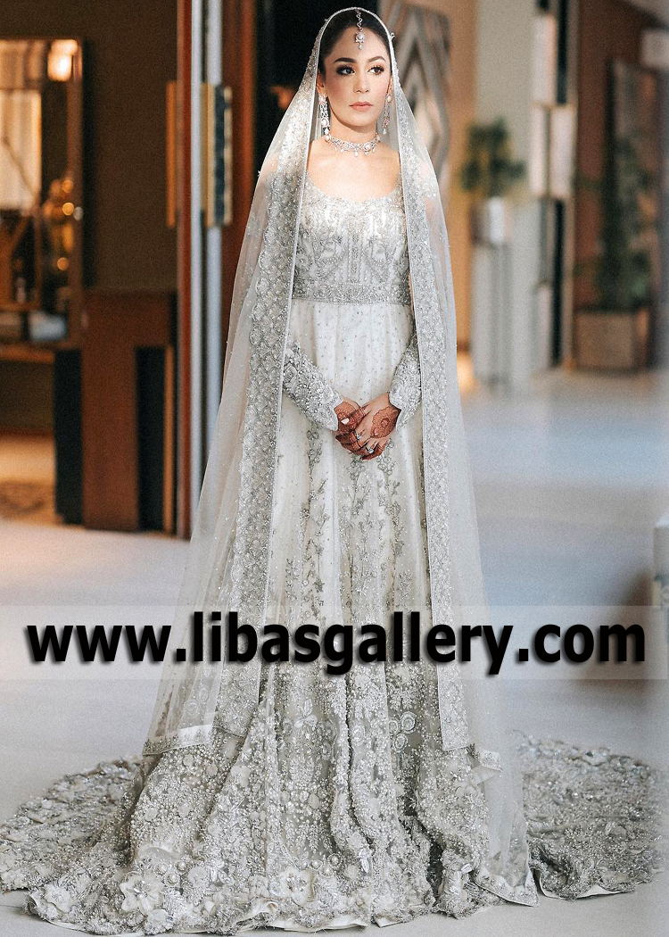 Off White Dahlia Nikah Anarkali Wedding Gown