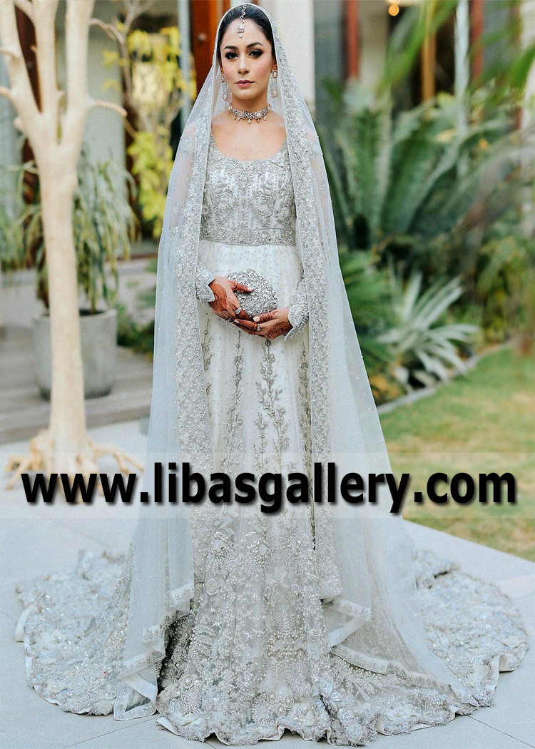 Off White Dahlia Nikah Anarkali Wedding Gown