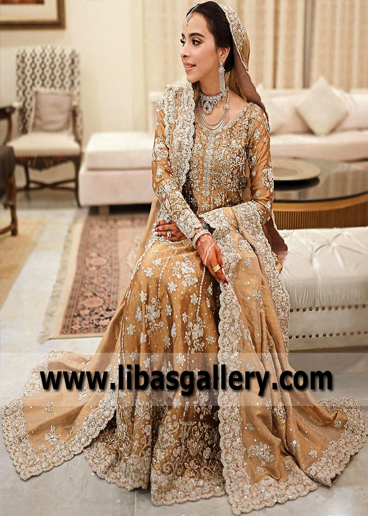 Gold Aster Anarkali Wedding Dress
