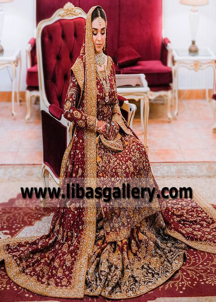 Claret Red Flora Farshi Gharara For The Most Romantic Brides
