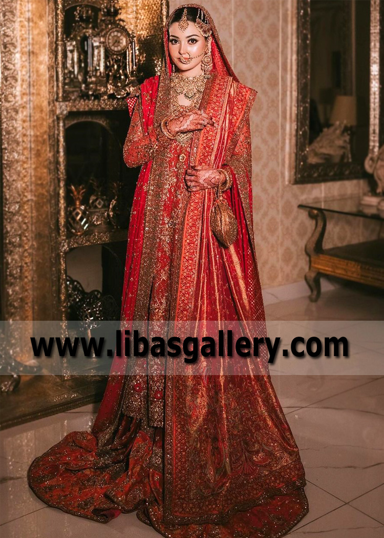 Red Wedding Lehenga Fremont California USA Bunto Kazmi Dark Red Wedding Lehenga Pakistan