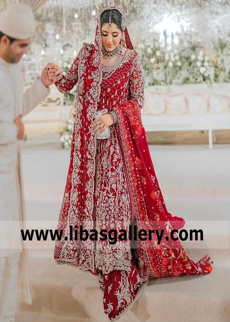 Dark Red Lily Long Shirt and Farshi Lehenga