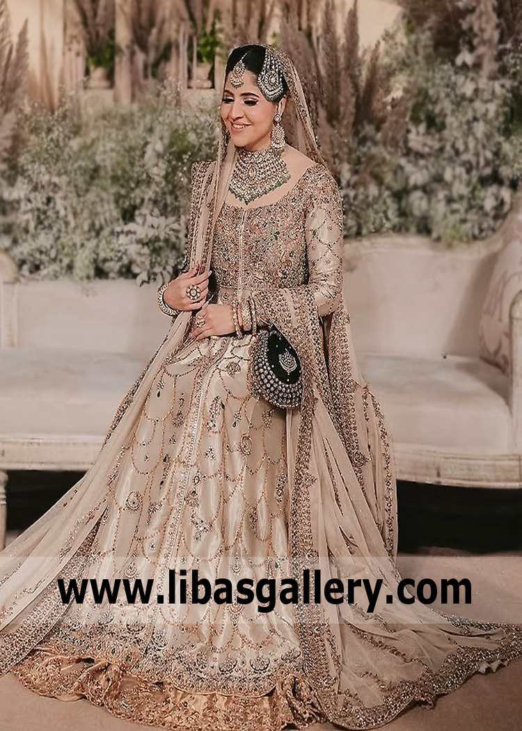 Ice yellow Crocus Kalidaar with Gold Lehenga