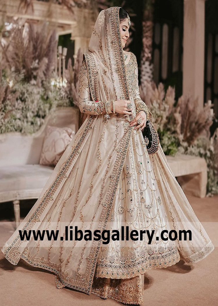 Ice yellow Crocus Kalidaar with Gold Lehenga