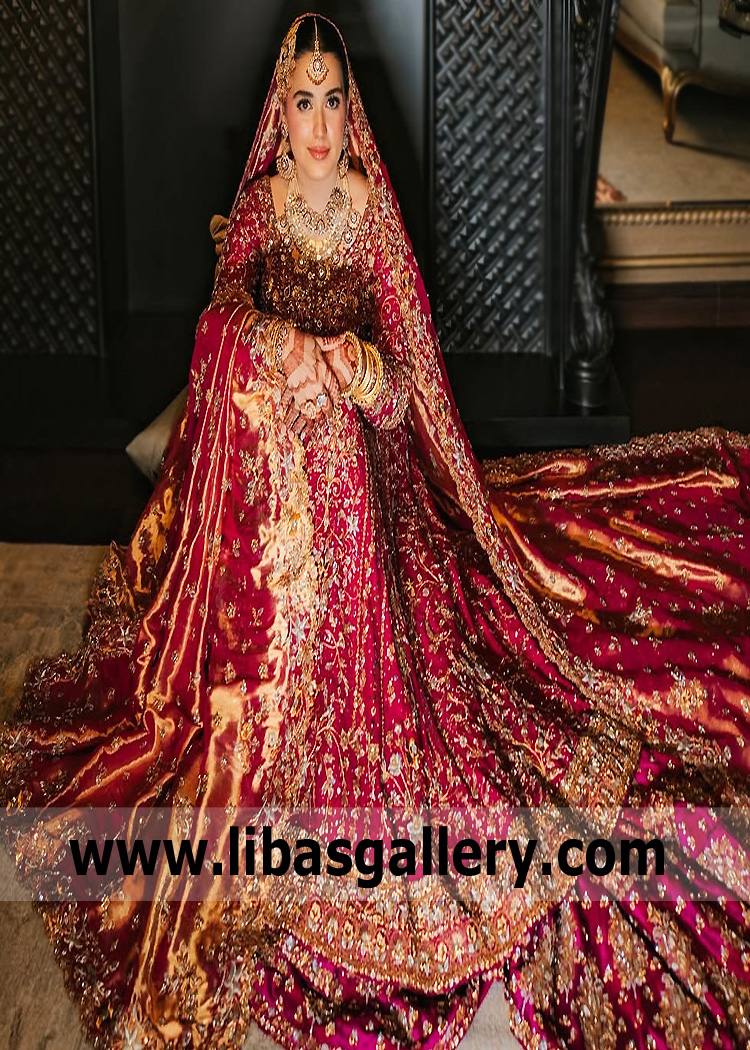 NCS Red Balsam Pishwas and Lehenga