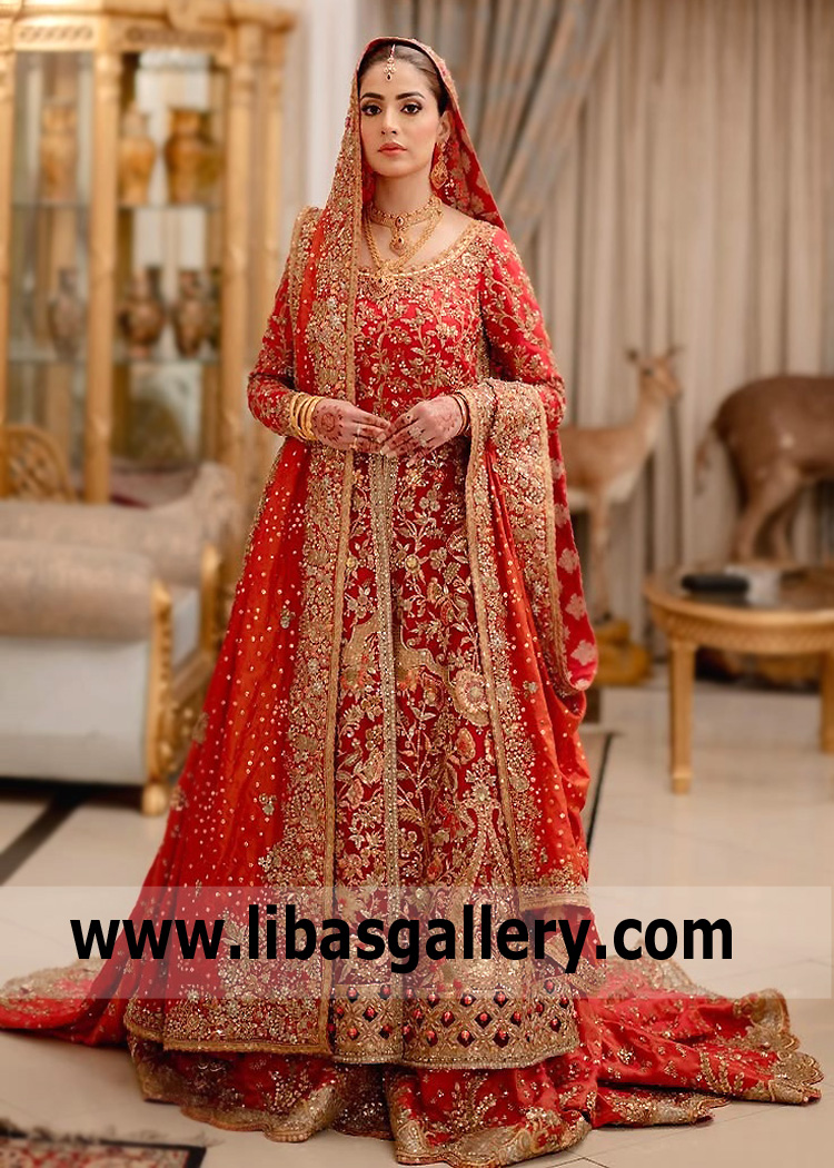 Pakistani Imperial Red Farshi Lehenga Green Street UK Buy Designer Long Shirt Farshi Lehengas Wedding Dresses