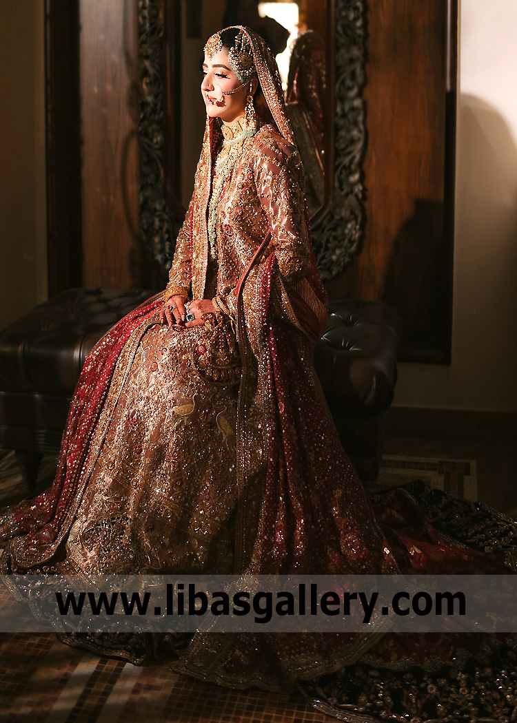 Pakistani Bridal Wear Farshi Lehenga Vestal New York USA Designer Bridal Farshi Lehenga Designs