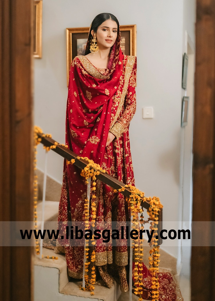 Lava Red Wisteria Pishwas and Lehenga