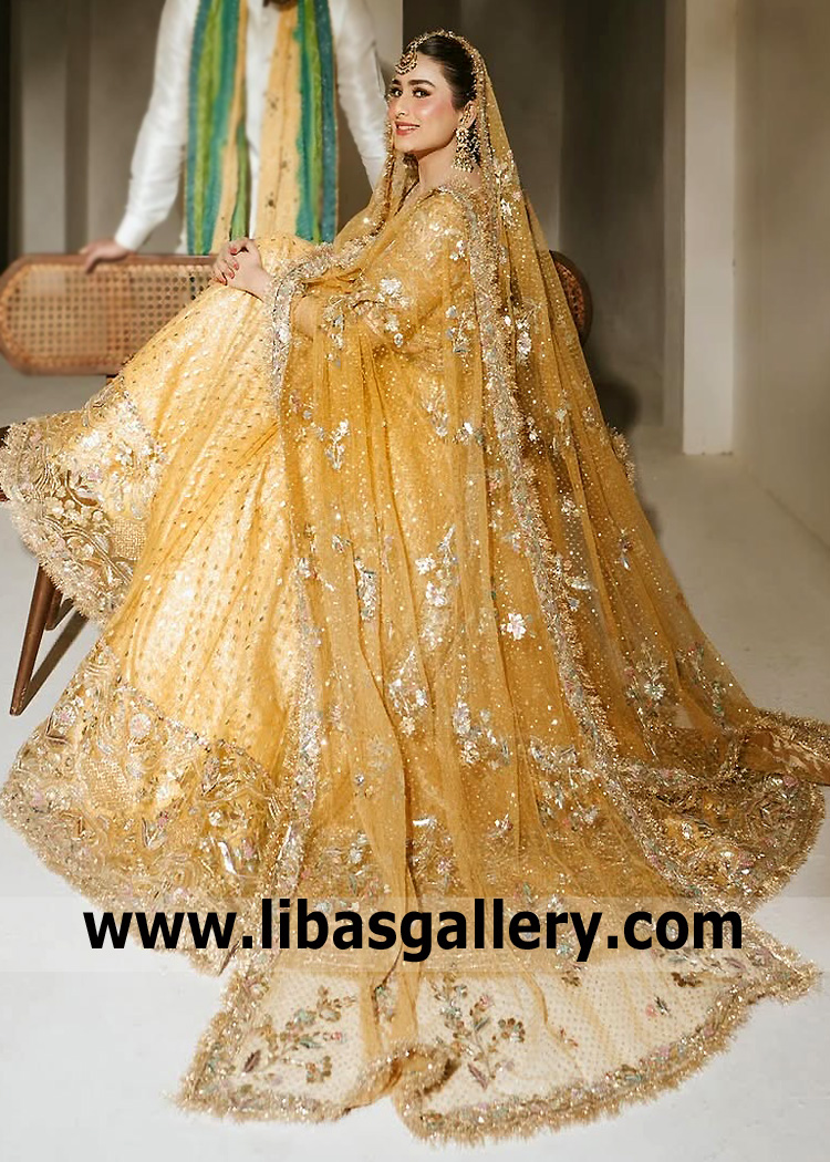 Sunglow Marigold Anarkali for Mehndi Mayun