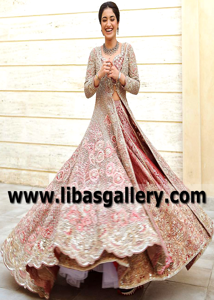 Miraculous Maroon Fleur Bridal Lehenga for Barat or Rukhsati
