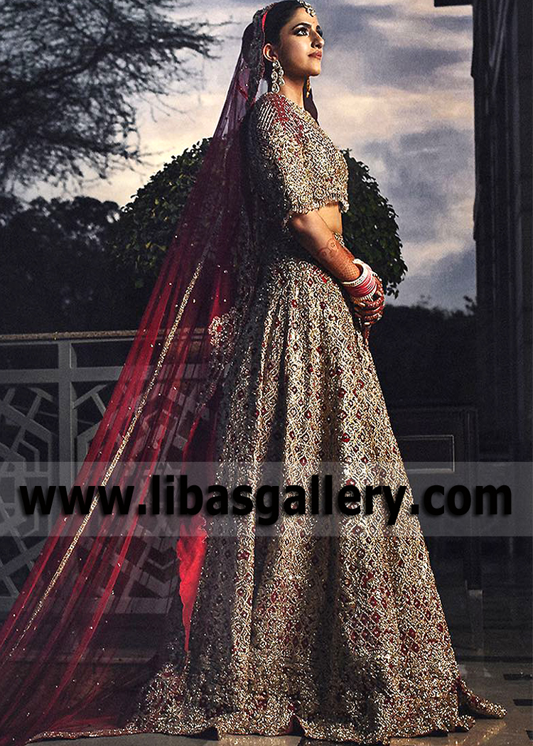 Heavy Embellished Bridal Lehenga in Red Color