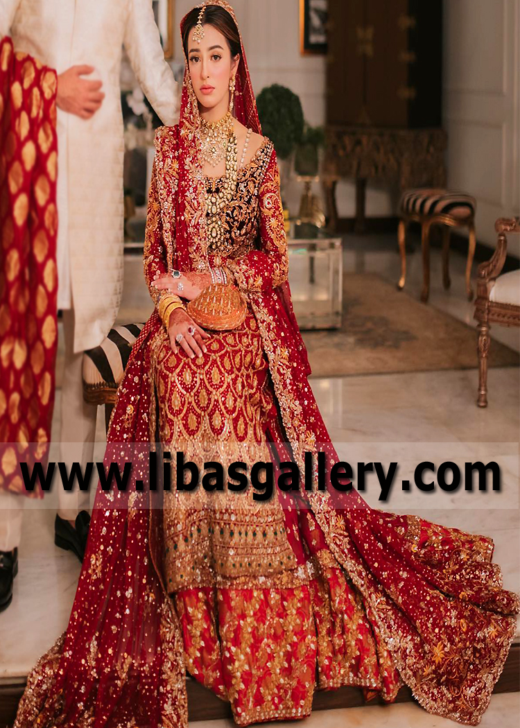 Magnificent Maroon Bridal Lehenga Dress for Wedding