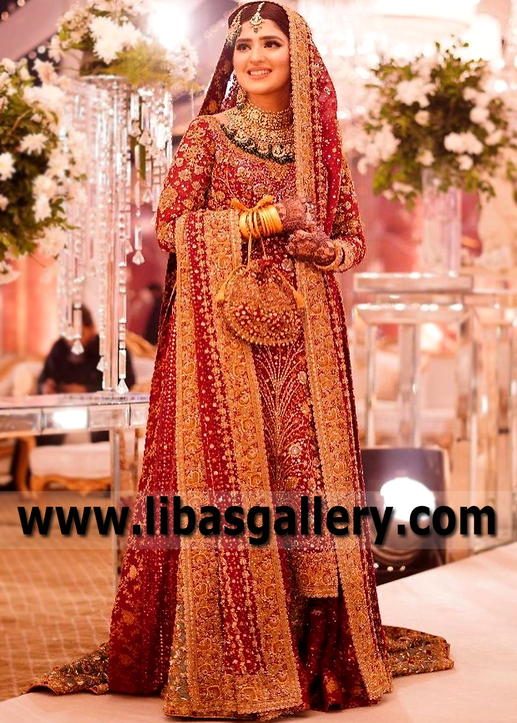 Deep Red Carnation Bridal Lehenga Dress