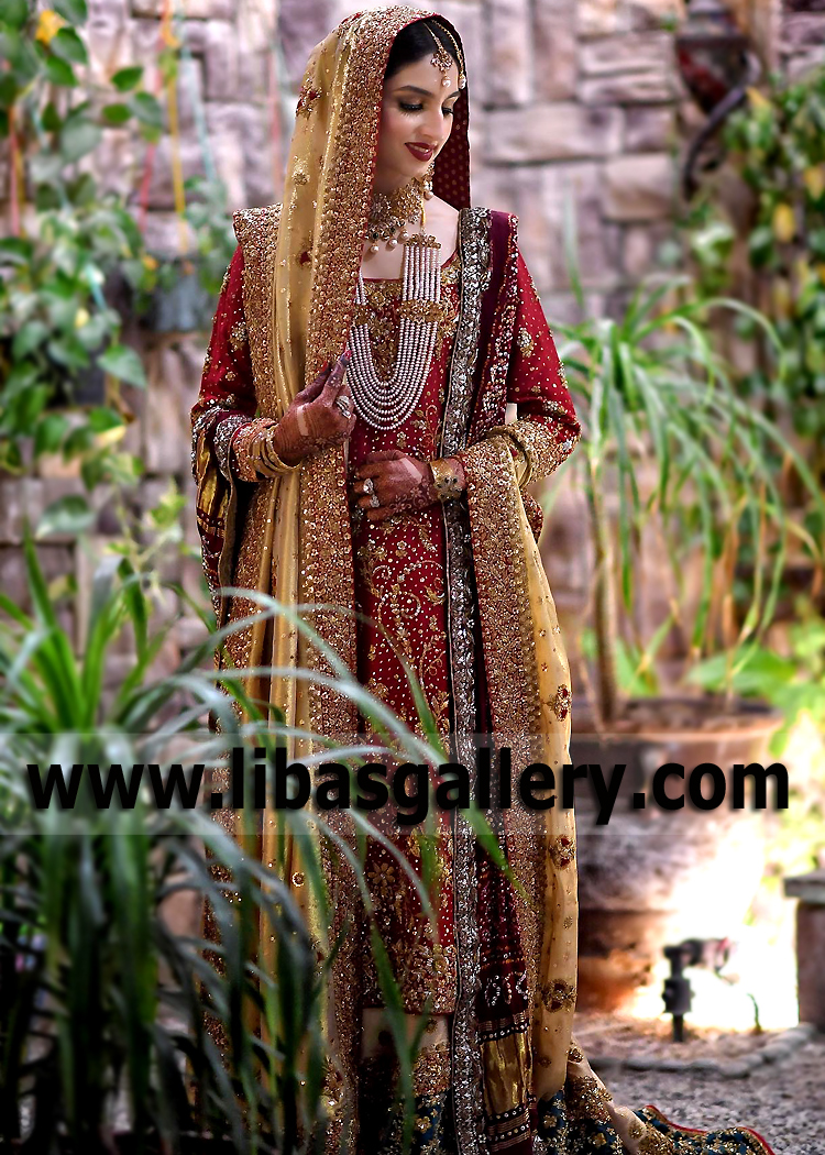 Supremely Stylish Maroon Lily Bridal Lehenga