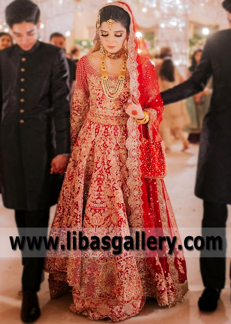 Red Freesia Anarkali Lehenga