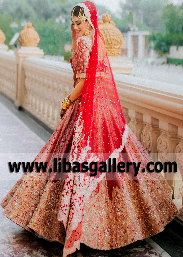 Red Maroon Fleur Wedding Dress