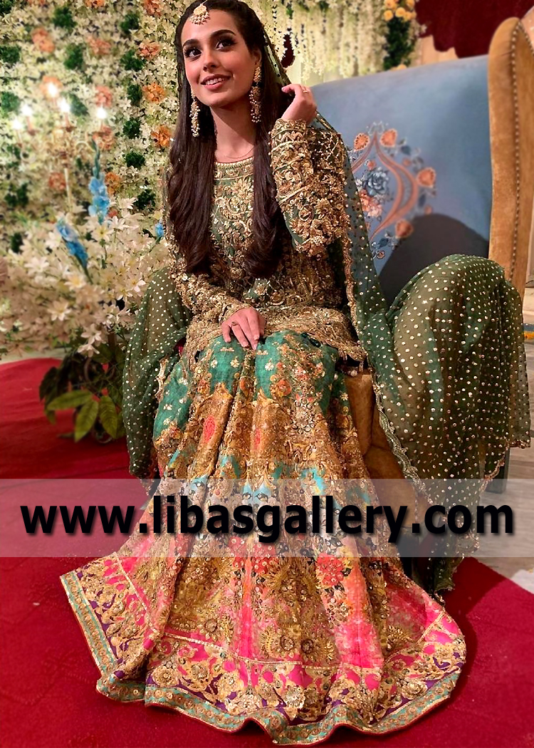 Multi Color Fleur Bridal Lehenga